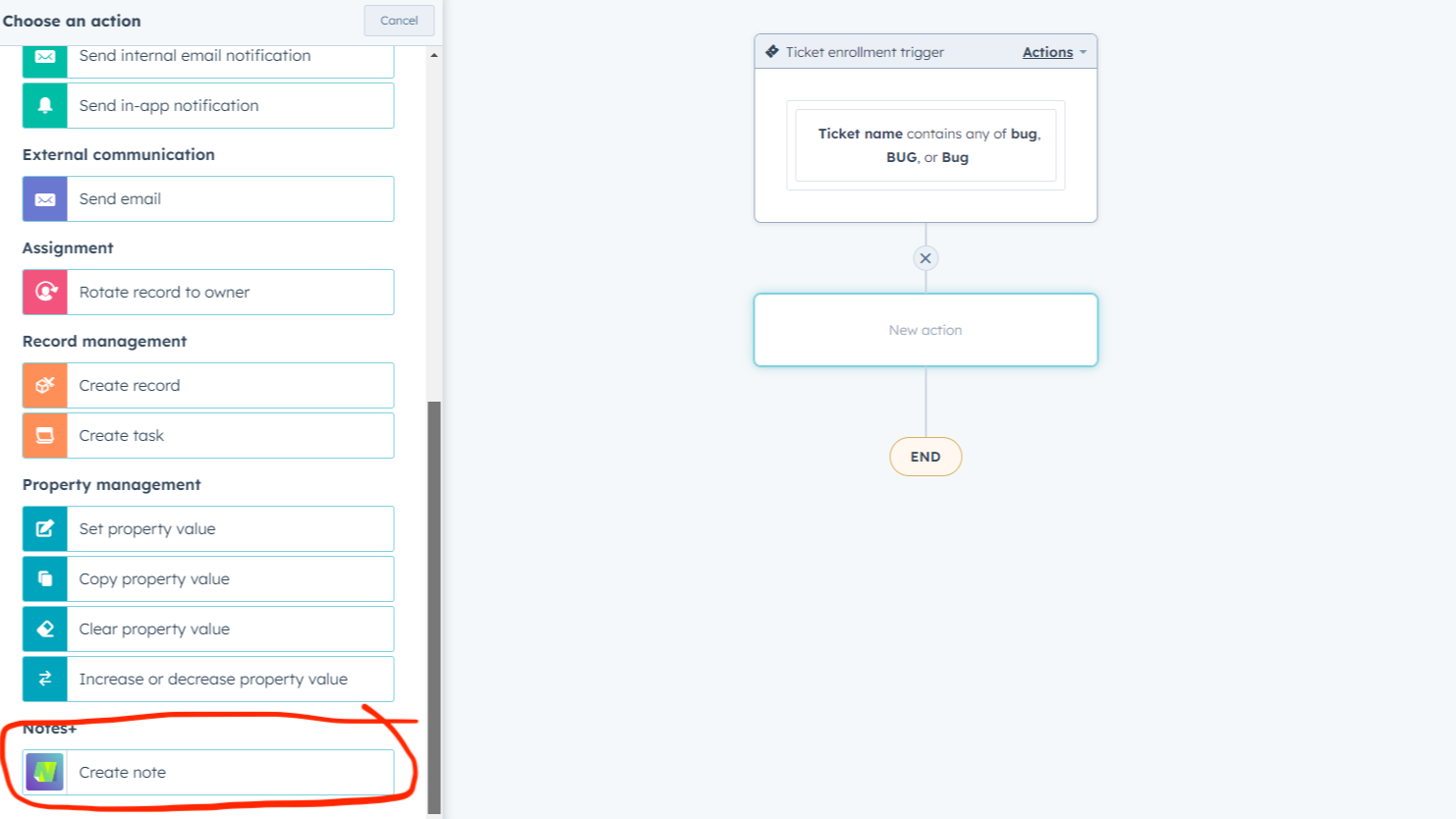 Start with a workflow action