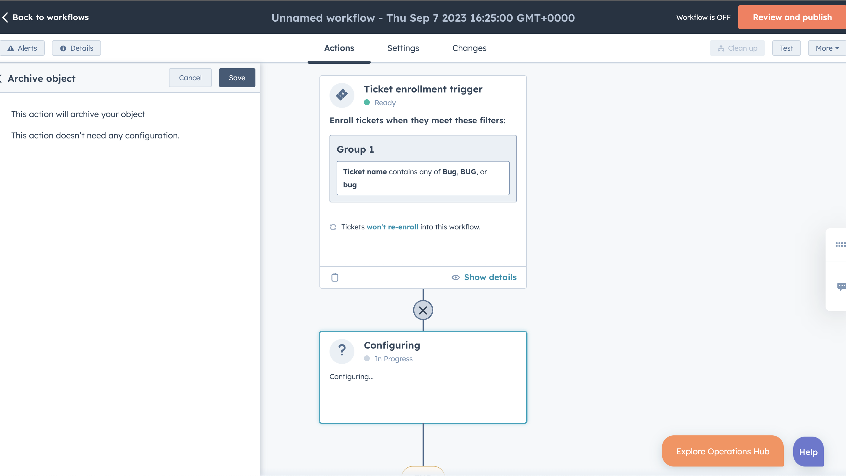 Easy to configure workflow action