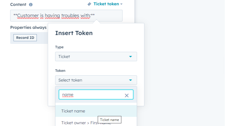 Use object properties to build a note